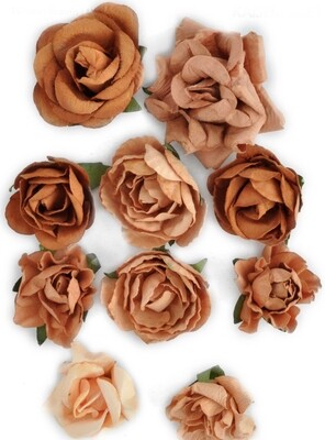 Terracotta Paper Blooms 10/pk