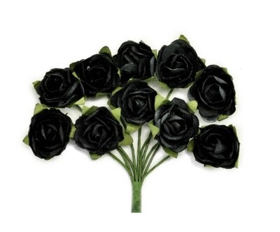 Black Mini Paper Blooms 10/pk