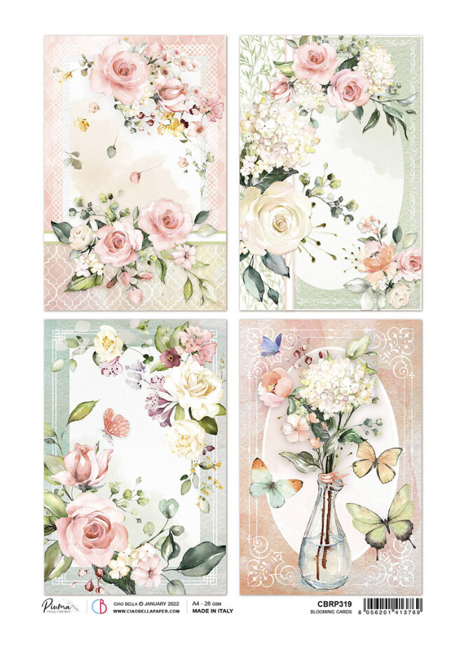 A4 Piuma Rice Paper Blooming Blooming Card