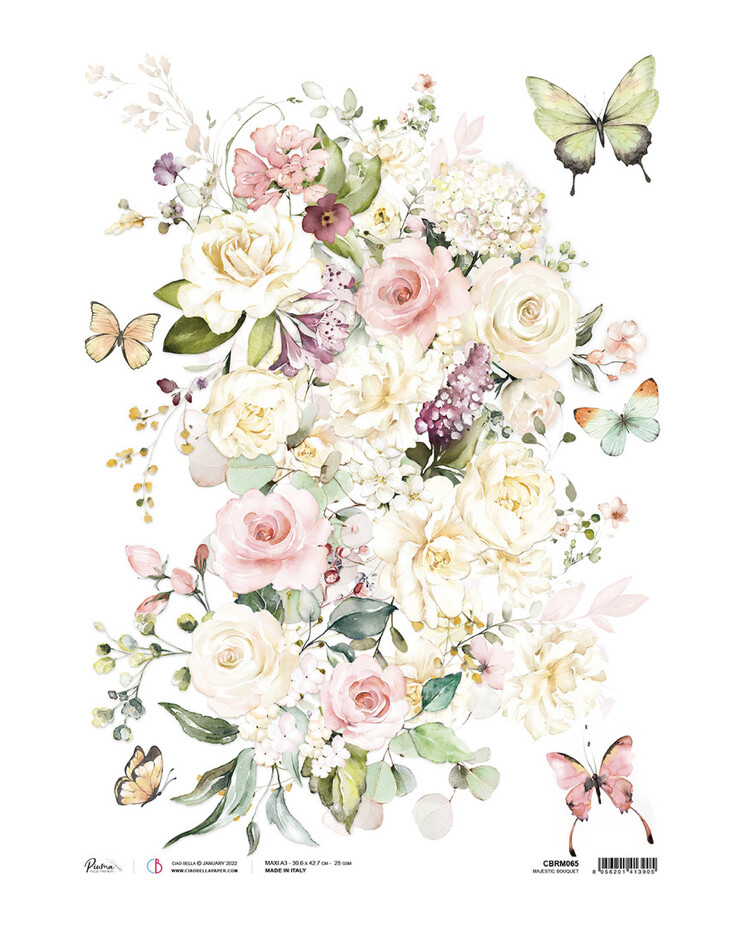 A3 Piuma Rice Paper Blooming Majestic Bouquet