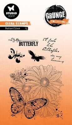 Butterflies Grunge Collection Clear Stamp NR399 5 Pcs