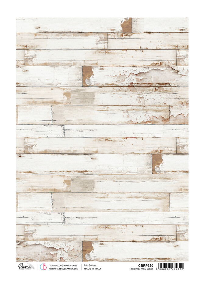 A4 Piuma Rice Paper Country Farm Wood 1 Sheet