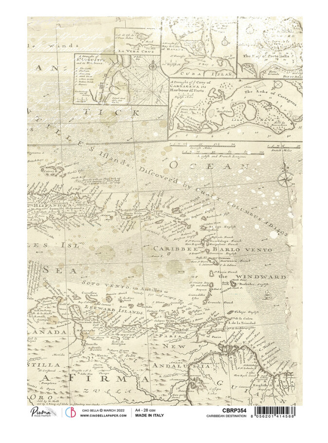 A4 Piuma Rice Paper Caribbean Destination 1 Sheet