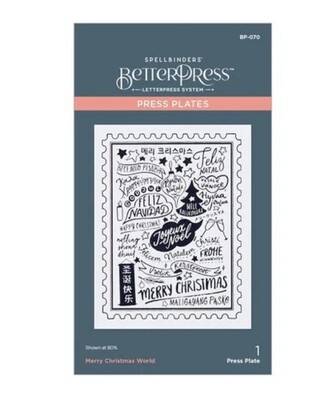 Merry Christmas World Press Plate - Betterpress Christmas Collection