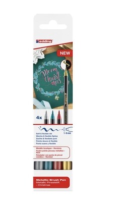 Metallic Brush Pen Set Christmas -1340 -4pcs