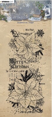JMA Clear Stamp Poinsettia Songs, Vintage Christmas 1pc
