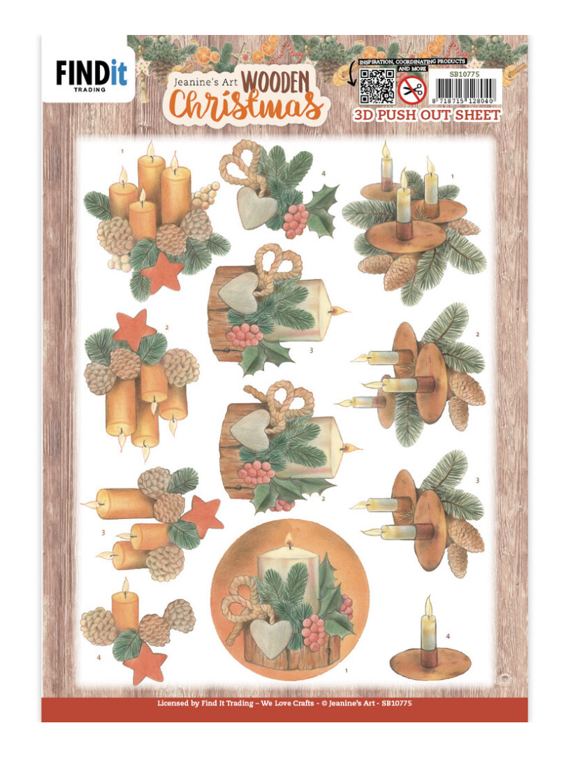 Jeanine&#39;s Art 3D Pushouts- Wooden Christmas- Orange Candles