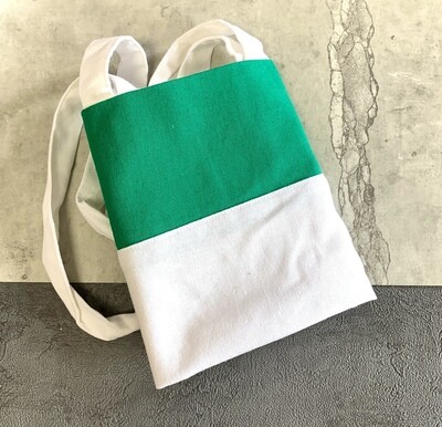White Cotton Bag With Green Banner