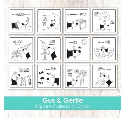 Gus And Gertie - Square Calendar Cards