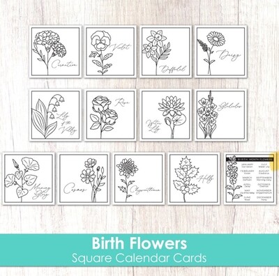 Birth Flowers - Square Calendar Cards