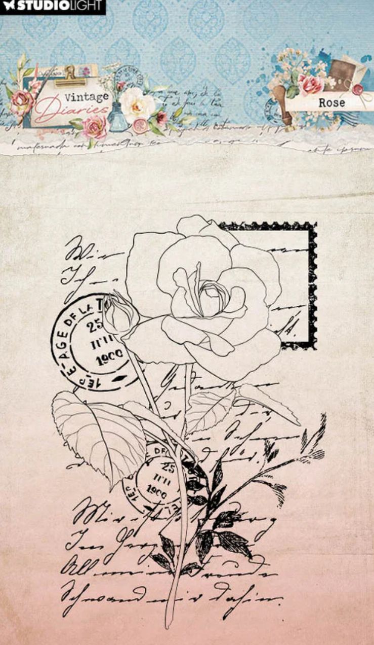 Vintage Diaries 1 Pc - Rose Clear Stamp