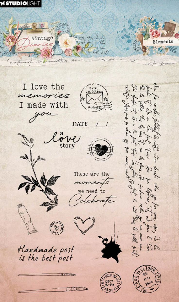 Vintage Diaries Elements 17pcs - Clear Stamps
