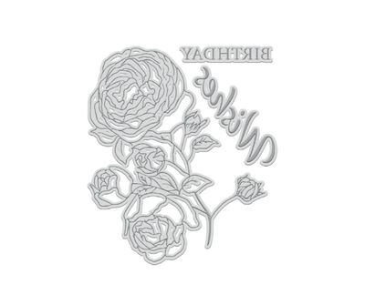 Letterpress Impression Stamp - Birthday Wish Floral