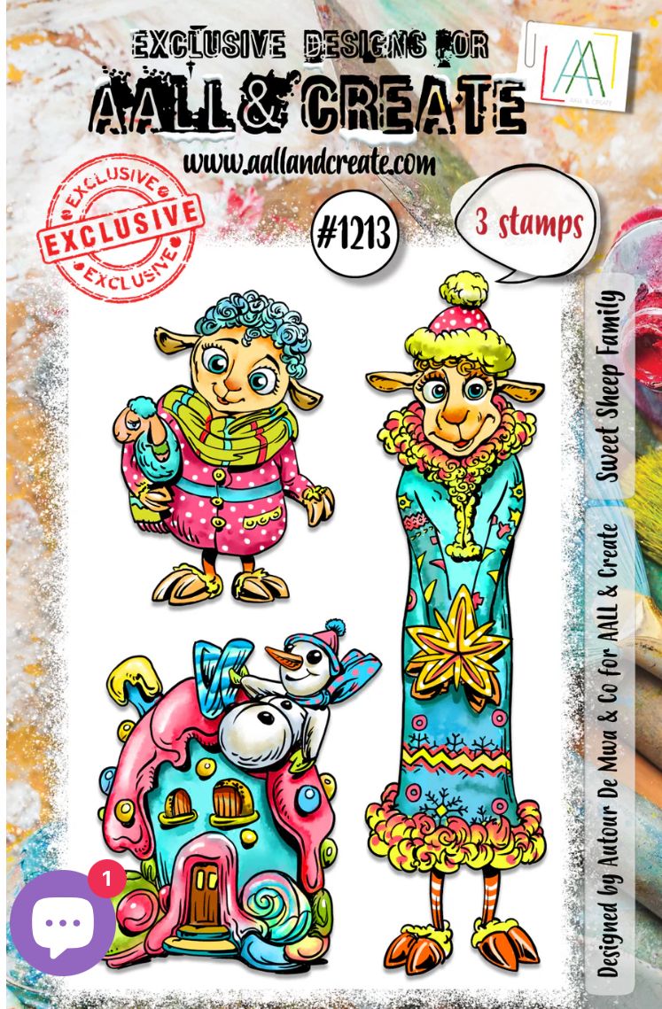 A7 Stamp Set- Sweet Sheep Family #1213