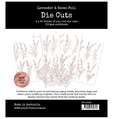 Lavender &amp; Roses - Rose Gold Foil Die Cut,  Paper Pack