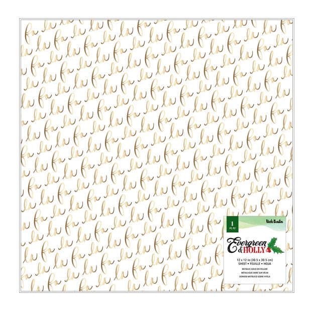 Evergreen &amp; Holly - Specialty Paper (Gold Foil/Vellum) 12x12 Single Sheet