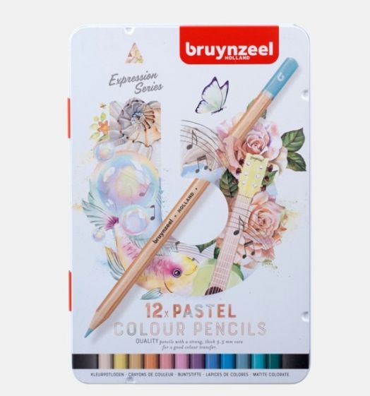 Pastel Pencil Crayons With Metal Case 12pcs