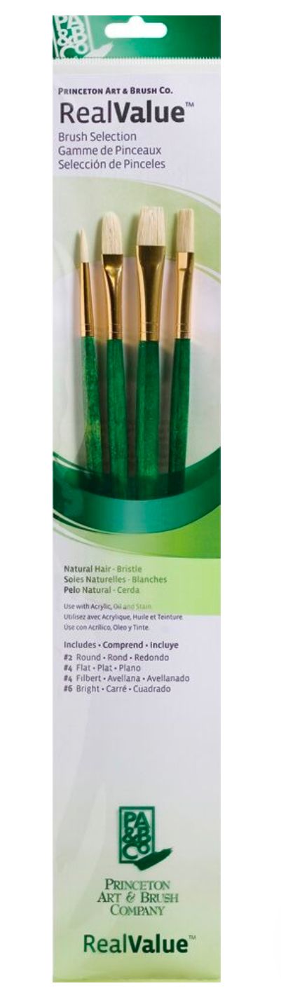 Long Handled Brush Set - 9100 Series, Natural (4pcs)