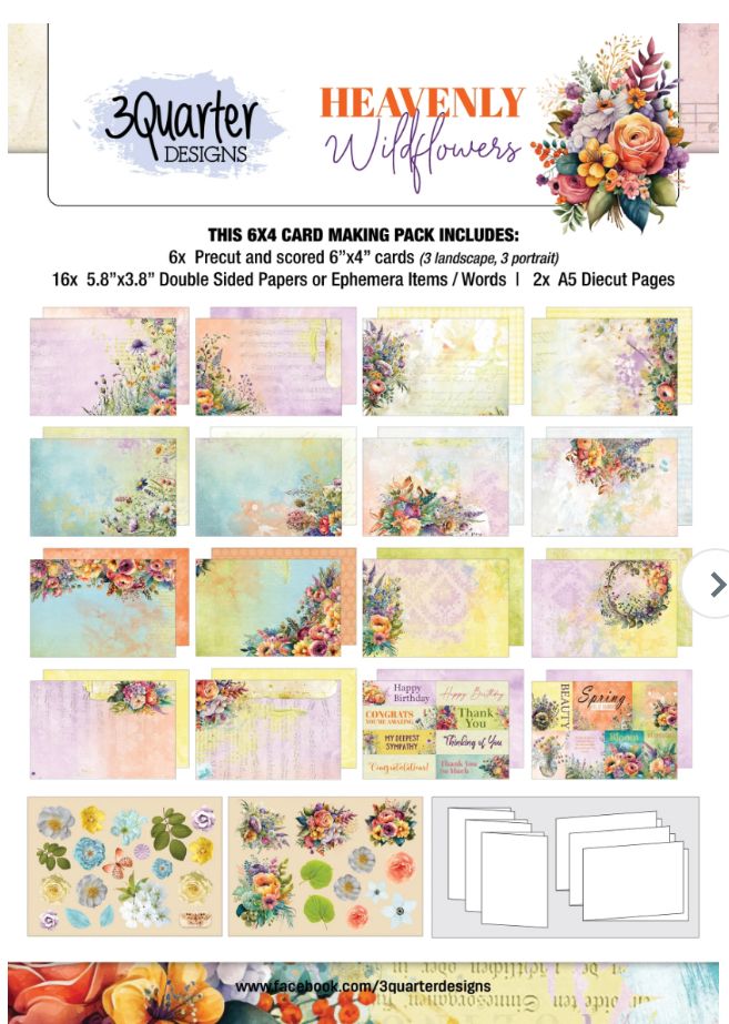 3Quarter Designs - Heavenly Wildflowers - 6x4 Card Kit
