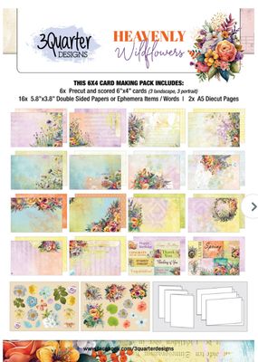 3Quarter Designs - Heavenly Wildflowers - 6x4 Card Kit