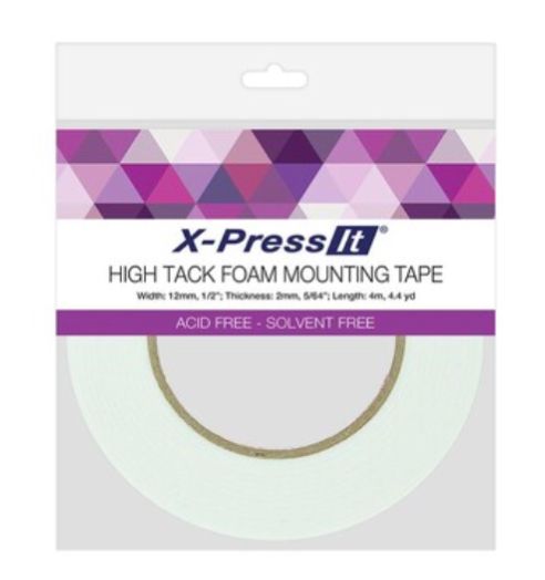 High Tack Double Sided Foam Tape 2mm Thick (12mm x4m 1/2&quot; x4.3yrds)