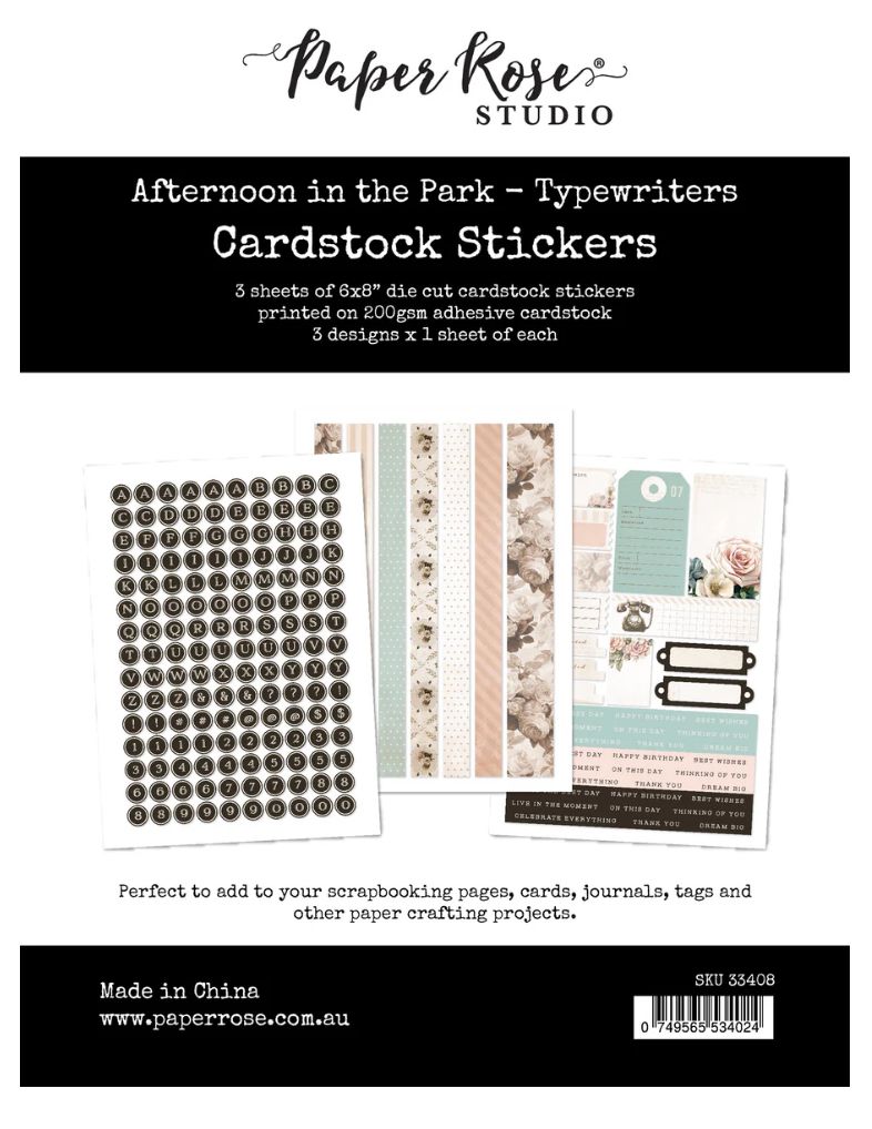 Afternoon In The Park - Cardstock Stickers Typewriters