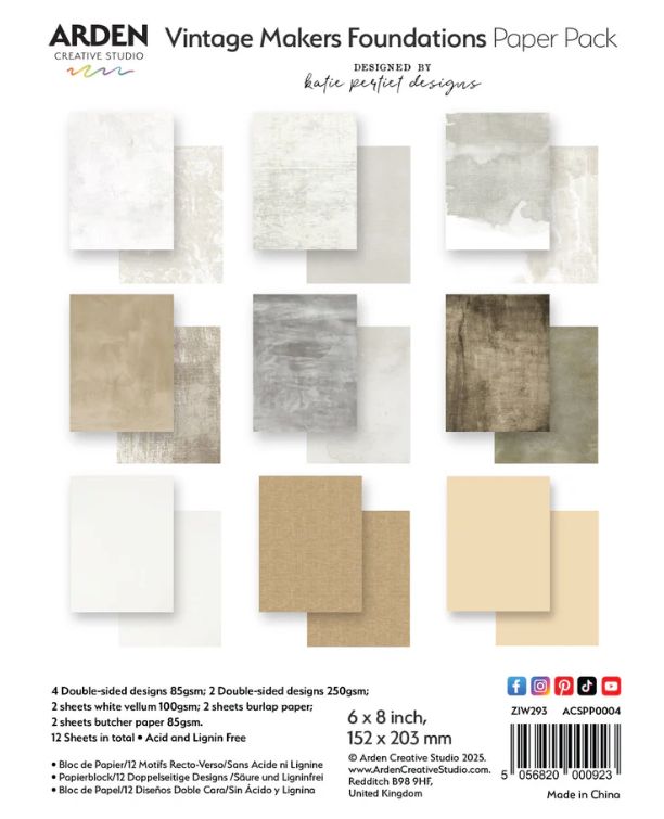 Vintage Makers Foundations 6x8 Paper Pack