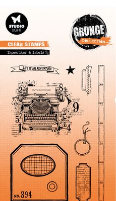 Grunge Collection - Typewriter And Labels Stamps 10pcs