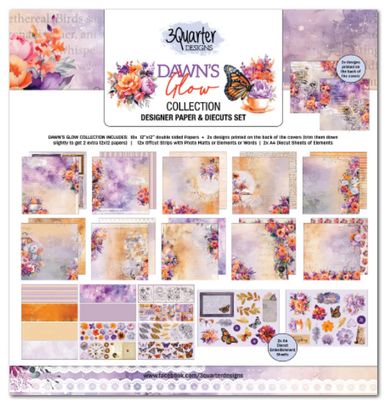 3Quarter Designs - Dawns Glow 12x12 Design Paper And Die Cuts