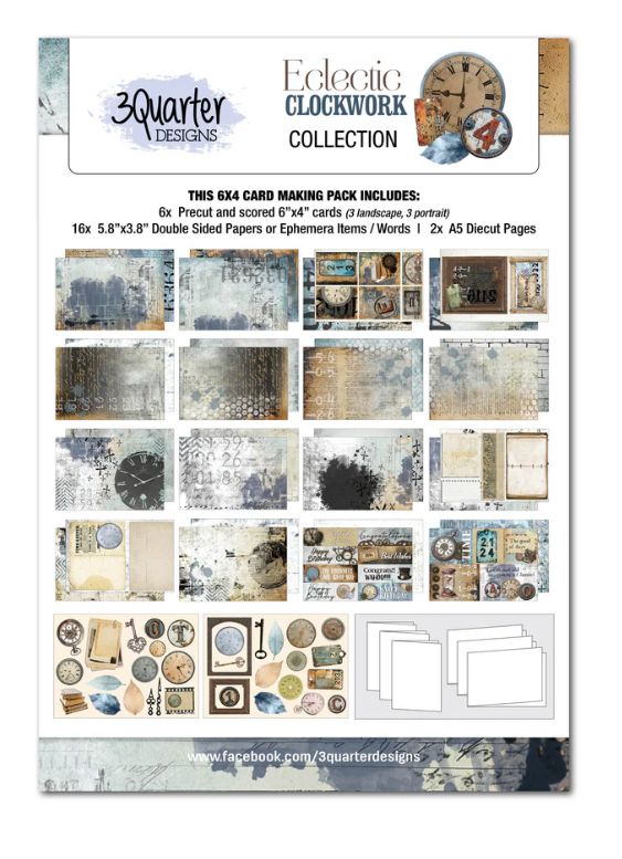 3Quarters Designs - Eclectic Clocks 6x4 Card Pack