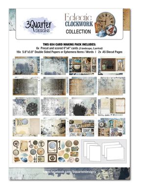 3Quarters Designs - Eclectic Clocks 6x4 Card Pack