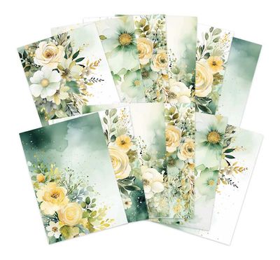 Adorable Scoreable Designer Cardstock - Sage Blooms Single Sheet Assorted