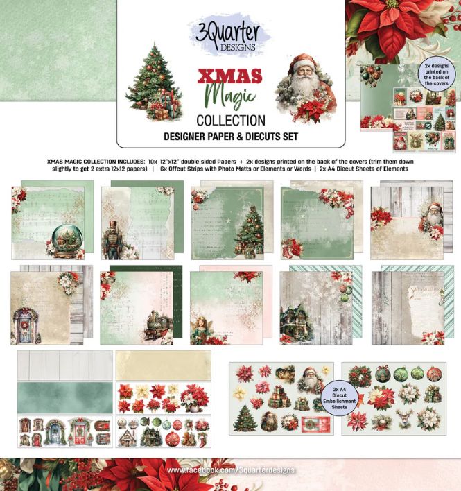 3Quarter Designs -  Xmas Magic 12x12 Design Paper And Die Cut Set