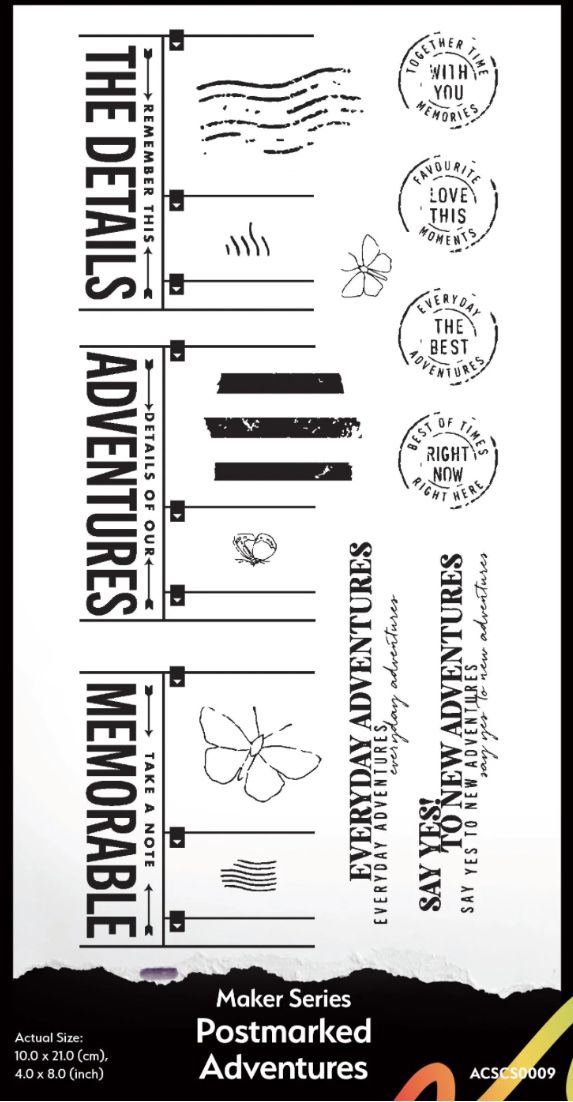 Arden Creative Studio Maker Series Postmarked Adventures 4x8 Clear Stamp