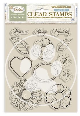 Timeless - Flowers And Hearts Clear Stamp