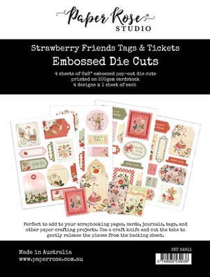 Strawberry Friends Tags &amp; Tickets Embossed Die Cuts