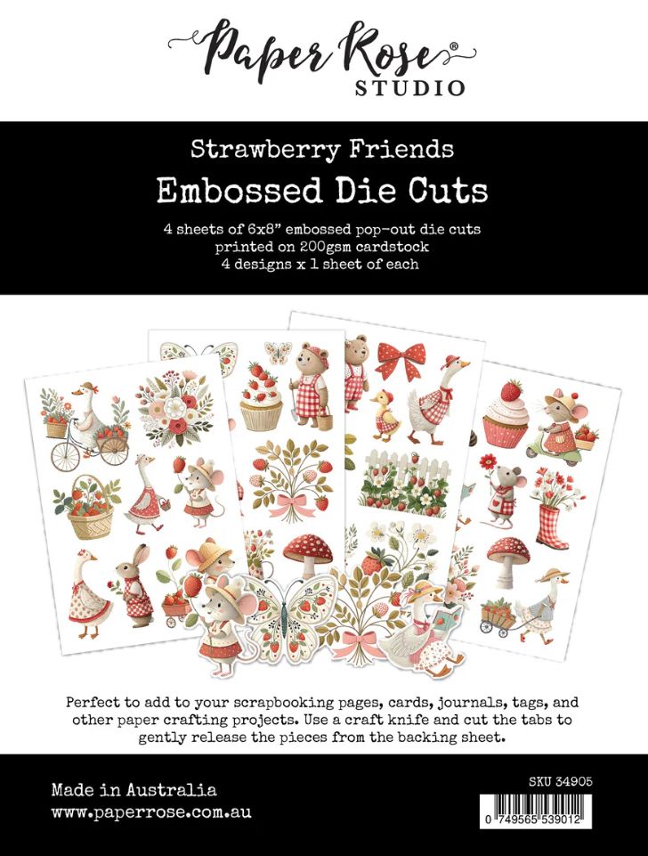 Strawberry Friends Embossed Die Cuts