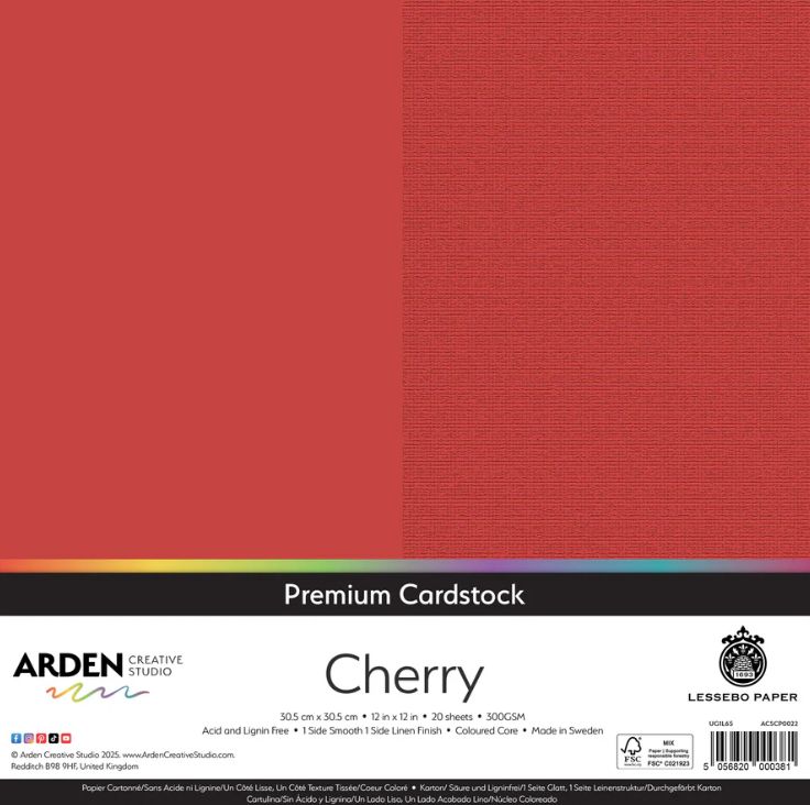 Arden Creative Premium Cardstock Cherry - 12x12 Single Sheet