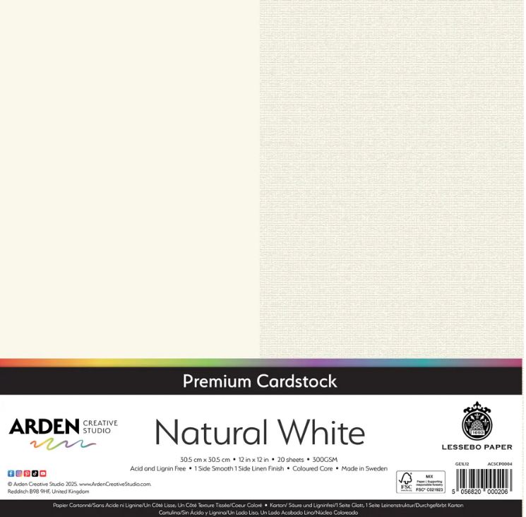 Arden Creative Premium Cardstock Natural White - 12x12 Single Sheet