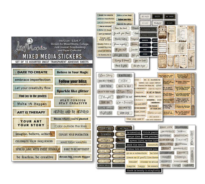 Mixed Media Sticker Set 10/pk - Little Words