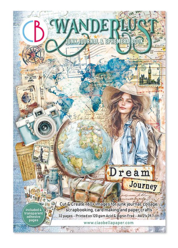 Wanderlust Junk Journal &amp; Ephemera Book - A4 32/pk