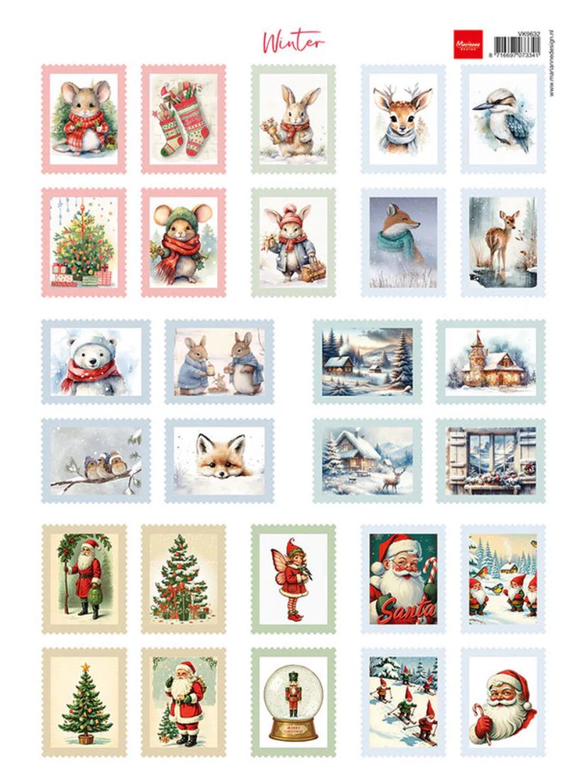 A4 Cutting Sheet - Winter Stamps