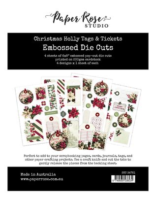 Christmas Holly Tags And Tickets Embossed Die Cuts
