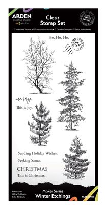 Winter Etchings 4x8 Clear Stamp - Makers Series