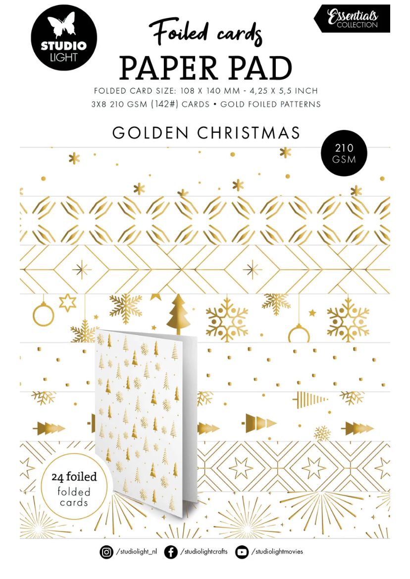 Golden Patterns Foiled Cards - 24 Sheets