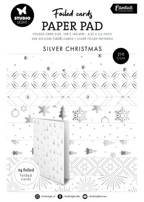 Silver Patterns Foiled Cards - 24 Sheets