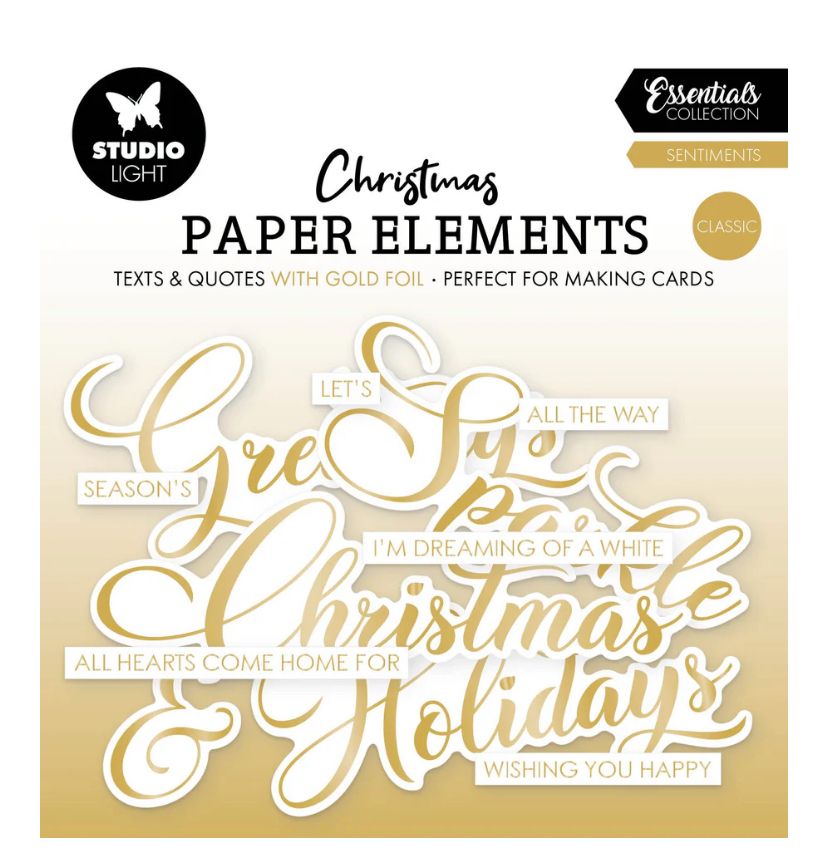 Gold Paper Elements - Sentiments Classic Essentials 40 Pcs