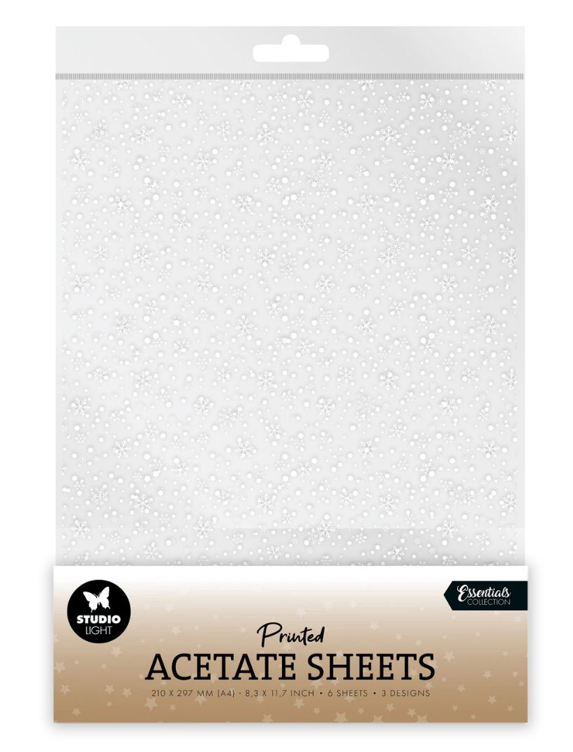 White Snowflakes Acetate  Essentials - 6 Sheets