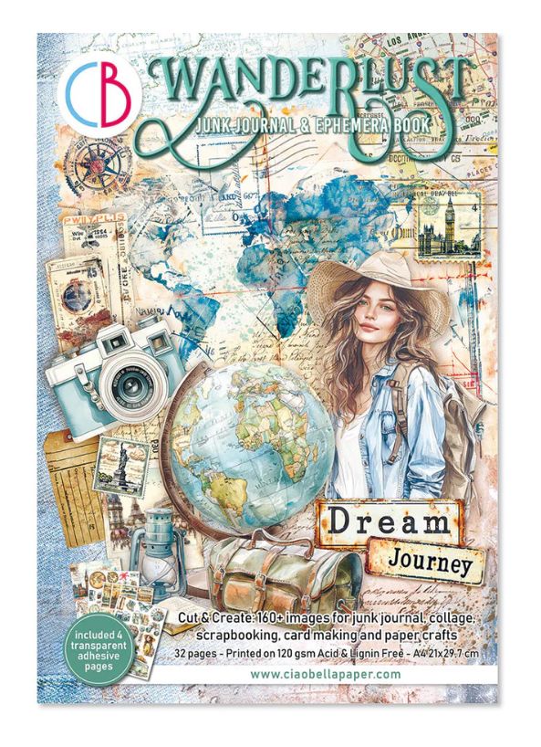 Wanderlust Junk Journal &amp; Ephemera Book A4 32/pkg
