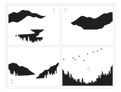 A2 Layering Mountain Scene - Stencil